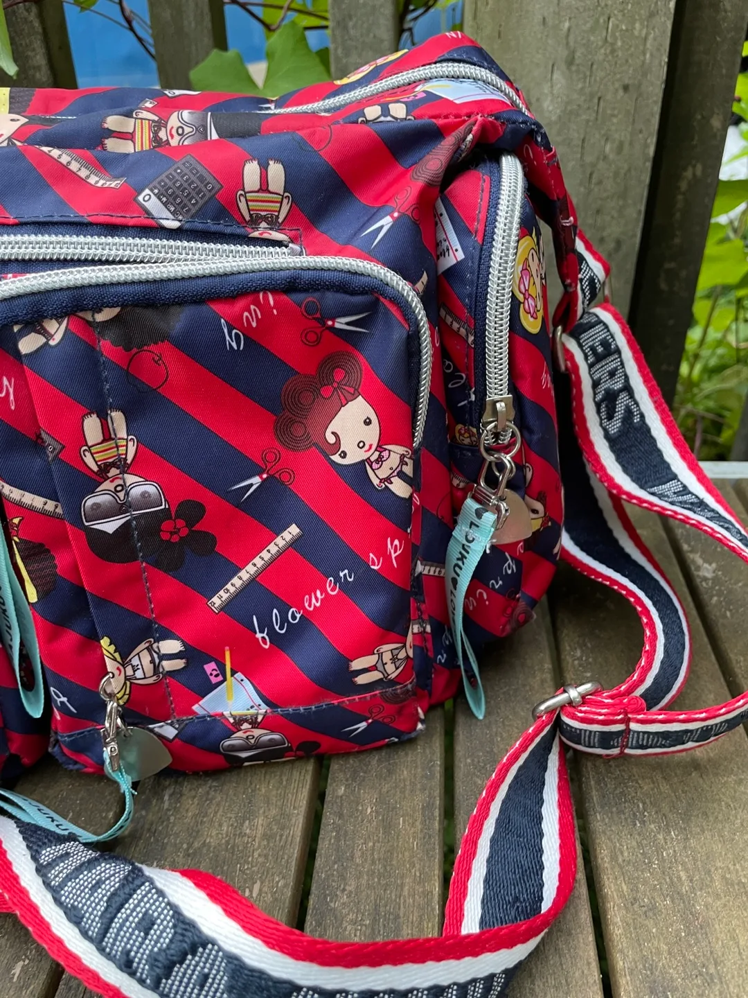 Harajuku Lovers Red & Blue Striped Shoulder Bag image indicator(5)