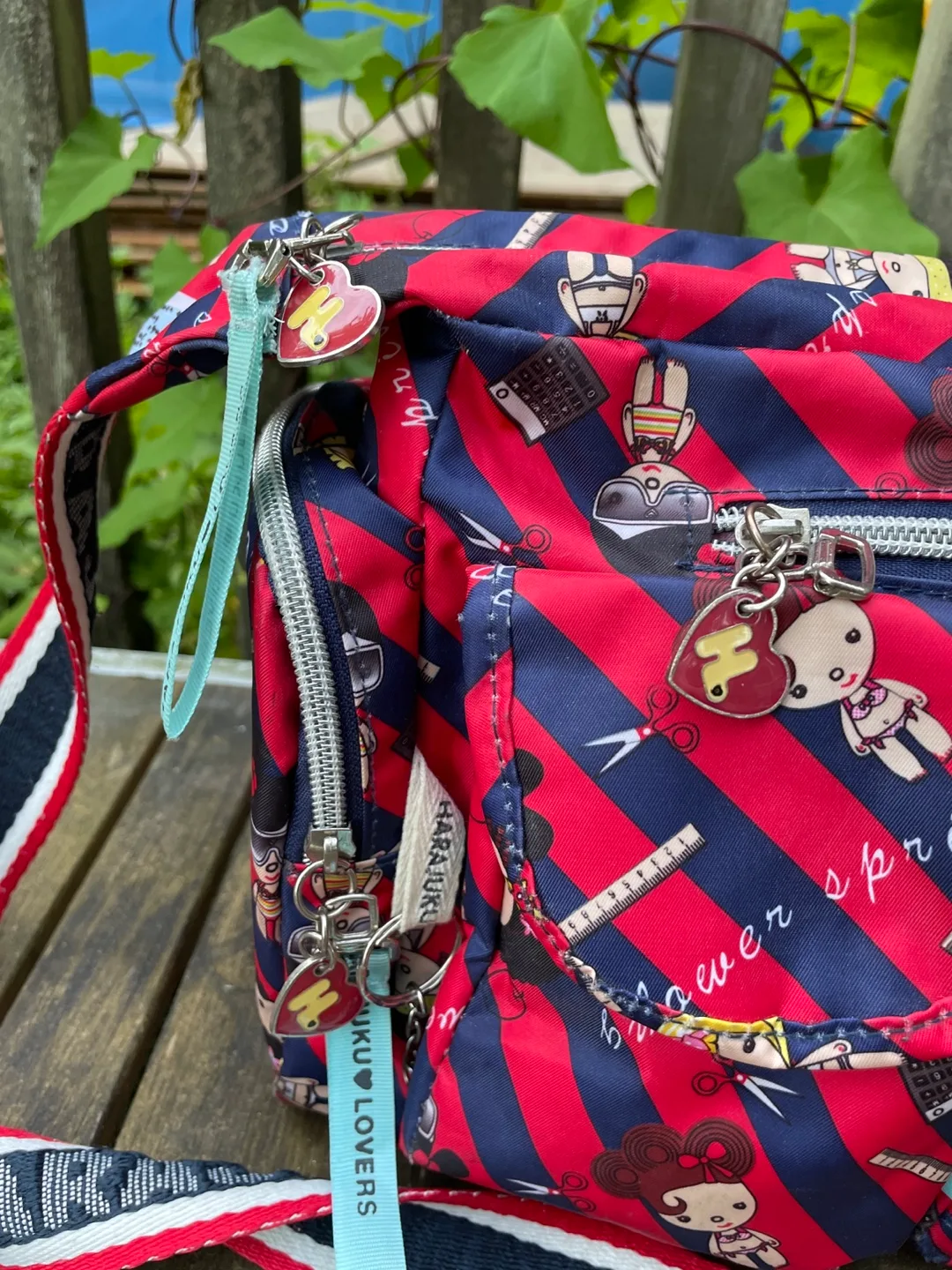 Harajuku Lovers Red & Blue Striped Shoulder Bag image indicator(3)