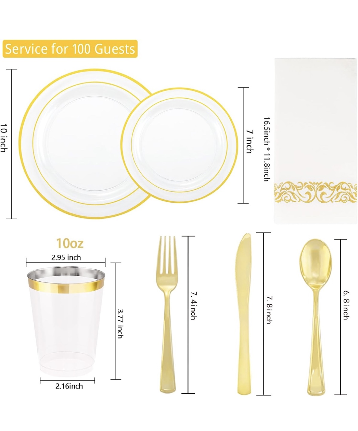 Gold Trim Party Dinnerware Set for 100 Guests - photo 3