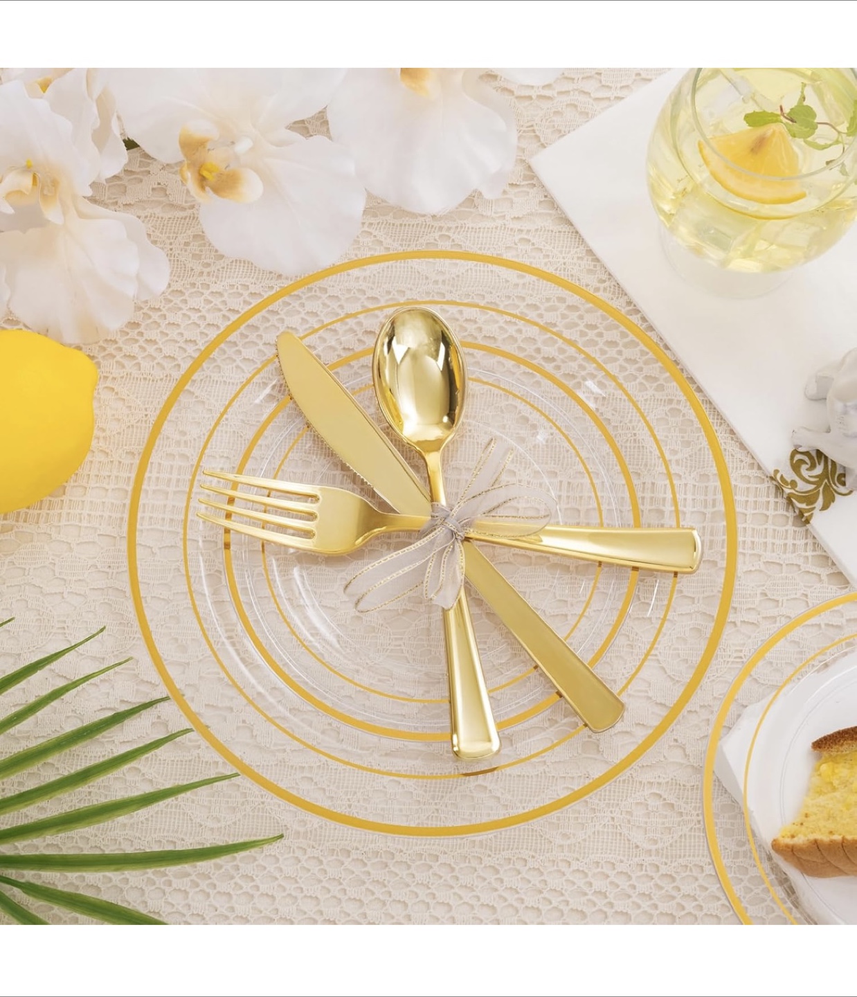 Gold Trim Party Dinnerware Set for 100 Guests - photo 2