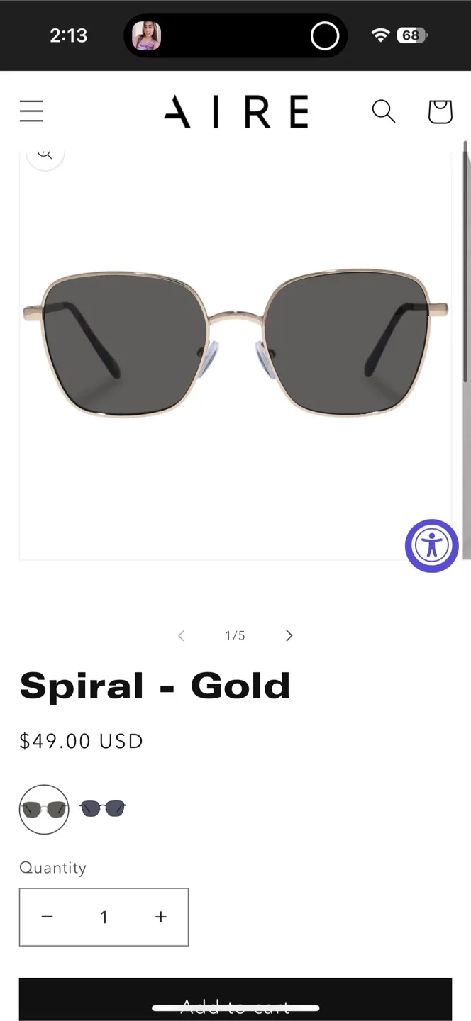 AIRE Spiral - Gold Sunglasses thumbnail