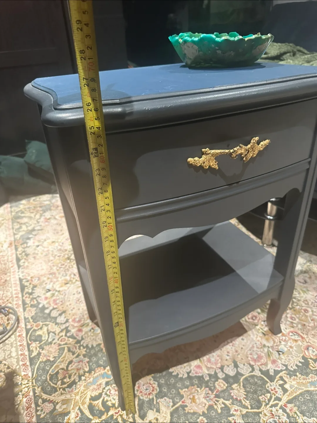 Vintage Navy Blue Nightstand side table with Drawer image indicator(7)