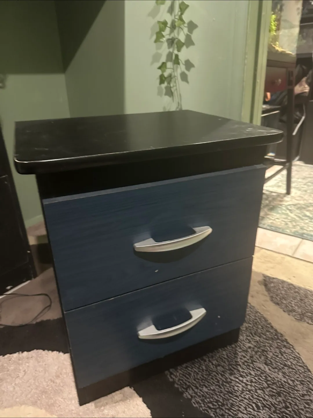 Black & Blue Two-Drawer Nightstand image indicator(3)