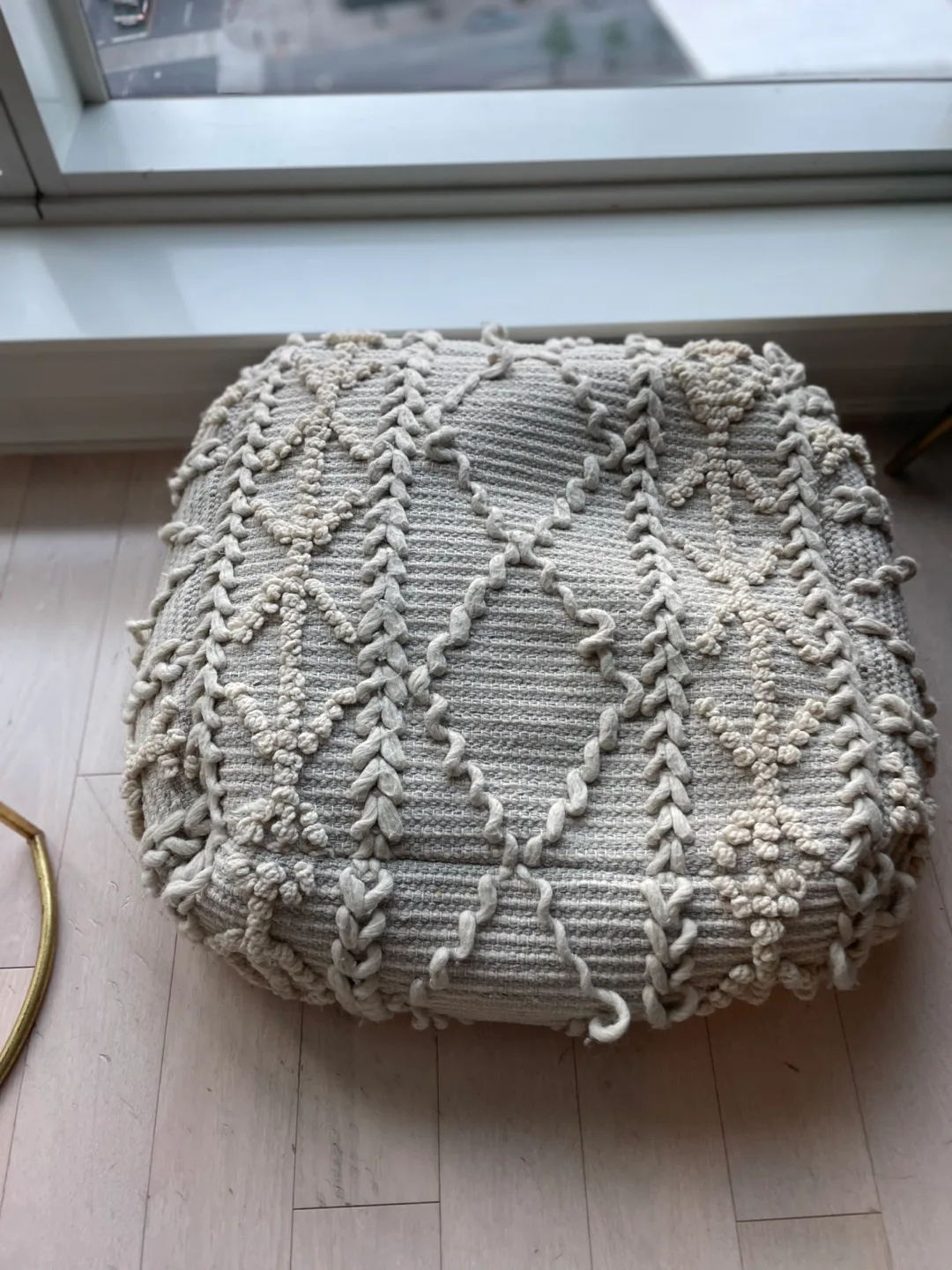 Square Pouf Ottoman - Neutral Colour thumbnail