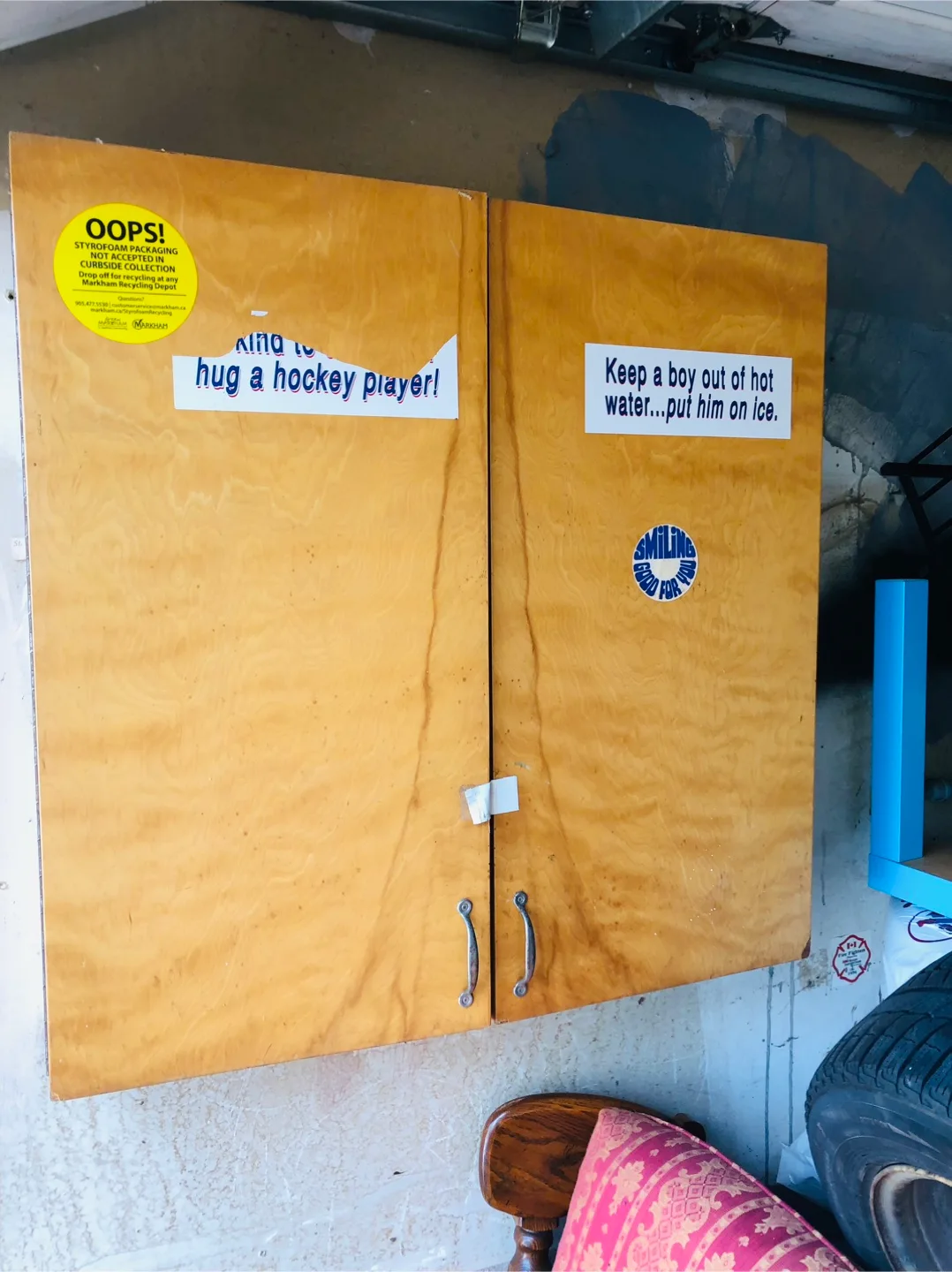 Wooden Storage Cabinet with Pegboard thumbnail