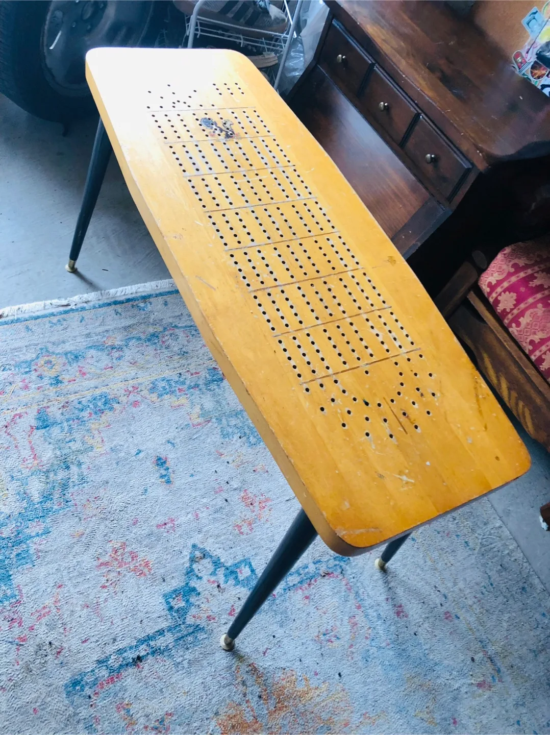 Vintage Wooden Cribbage Table thumbnail
