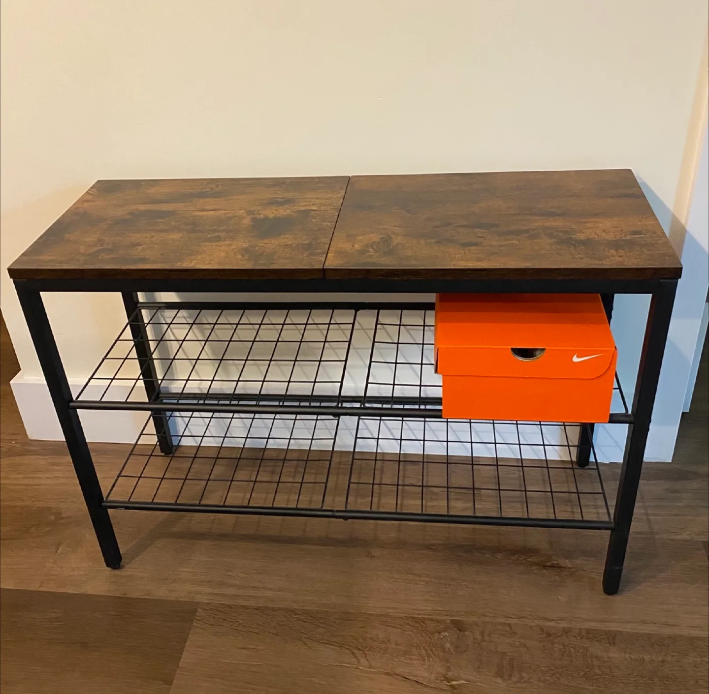 Brown Wood & Metal Shoe Rack thumbnail