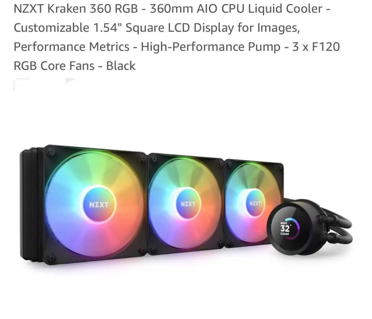 NZXT Kraken 360 RGB Liquid Cooler - Like New! thumbnail