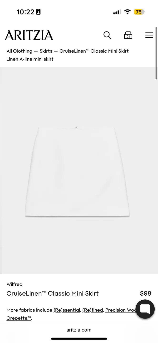 Aritzia CruiseLinen Classic Mini Skirt Size 2 NWT thumbnail