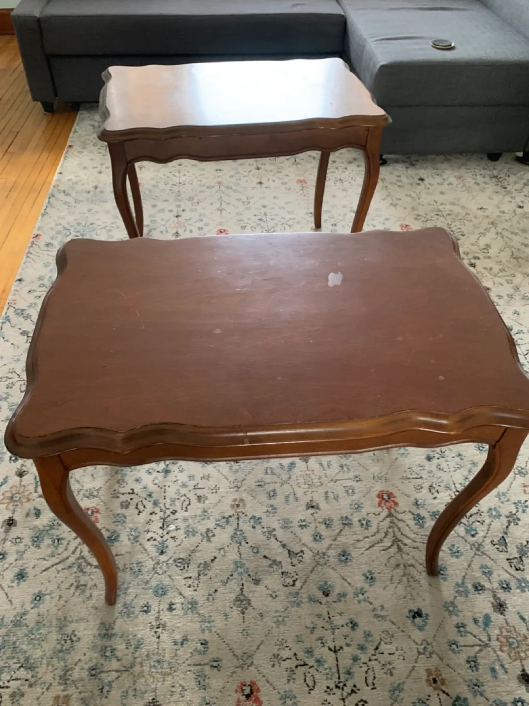Vintage Brown Wood Accent Tables - Set of 2 thumbnail