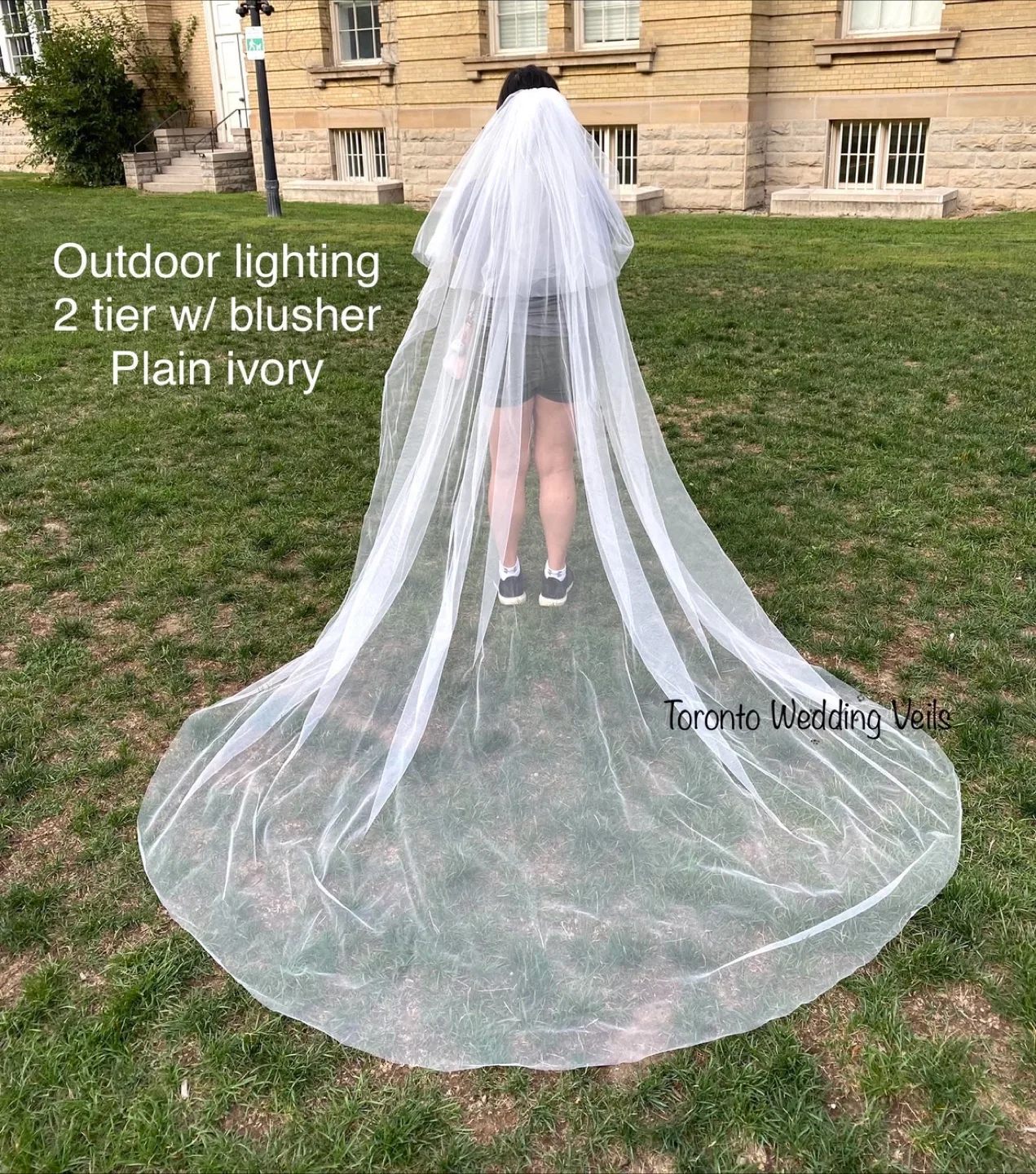 NEW Ivory Wedding cathedral Veil 2 Tier with Blusher thumbnail