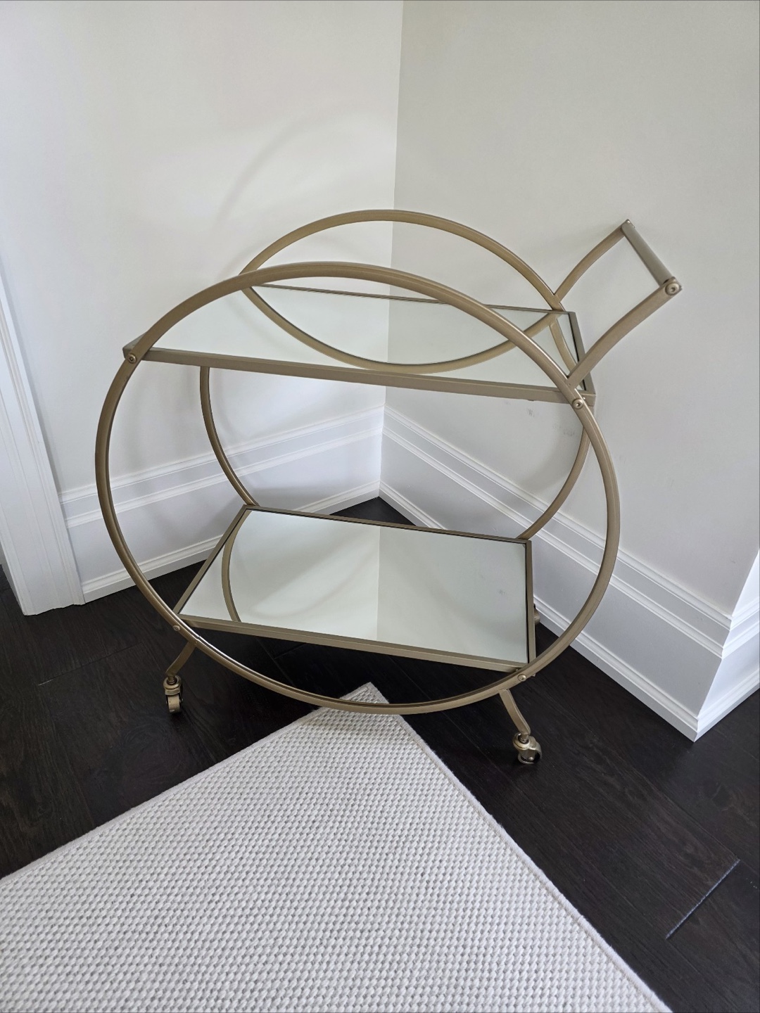 Gold Bar Cart with Glass Shelves