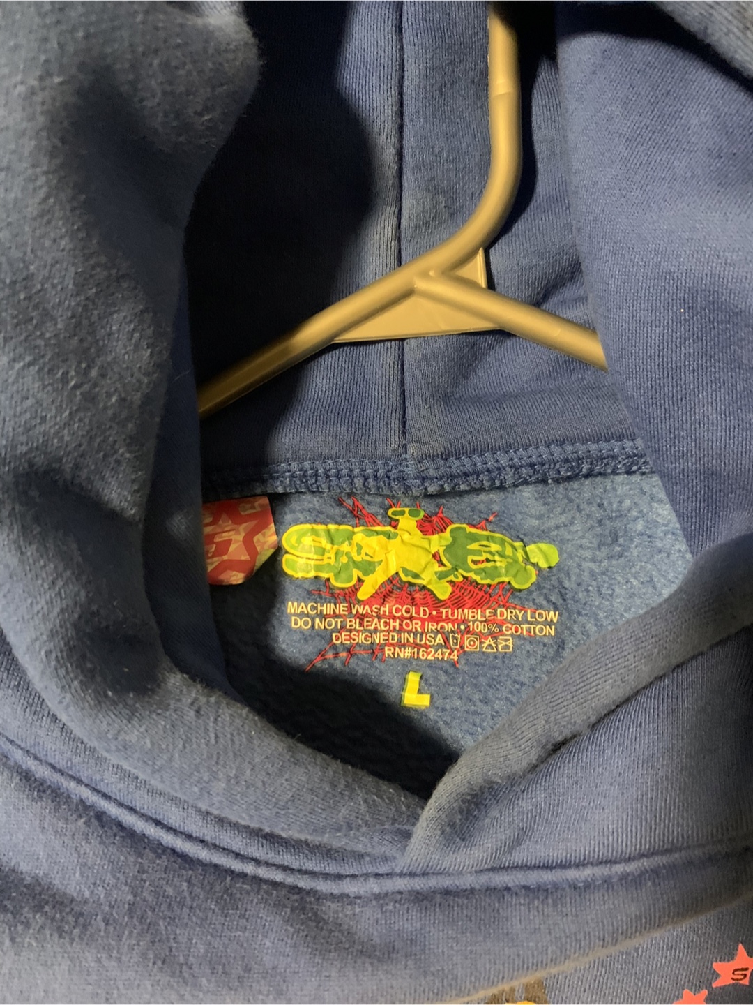 Blue Sp5der Hoodie- Size L - photo 5