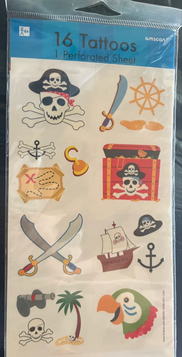 🧡 16 Pirate Temporary Tattoos thumbnail