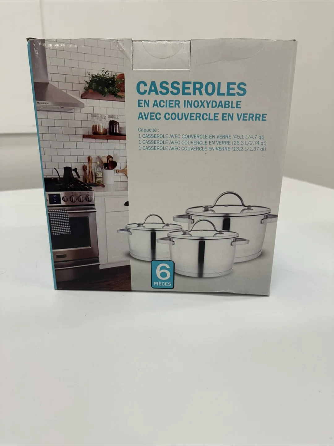 Stainless Steel 6-Piece Cookware Set with Glass Lids - New! thumbnail