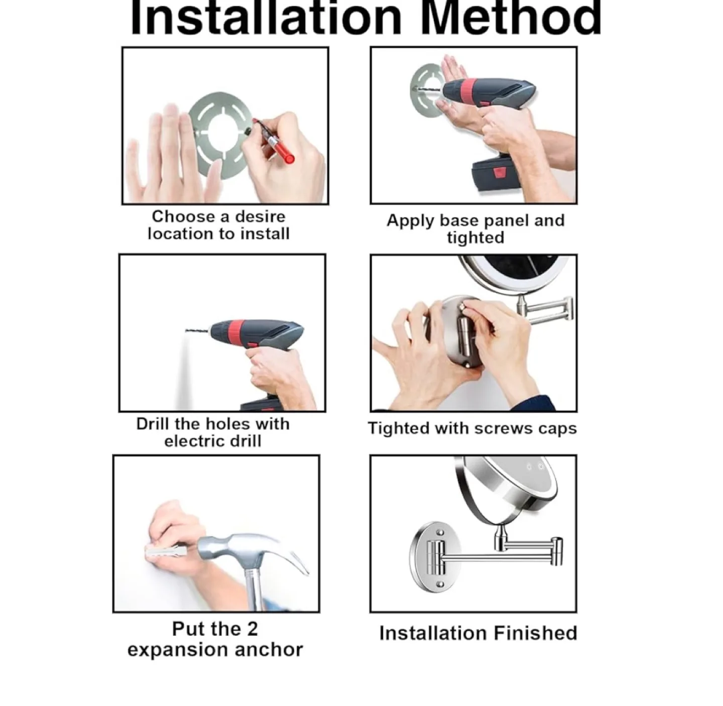 TOLOYE Rechargeable Lighted Wall Mounted Makeup Mirror image indicator(7)