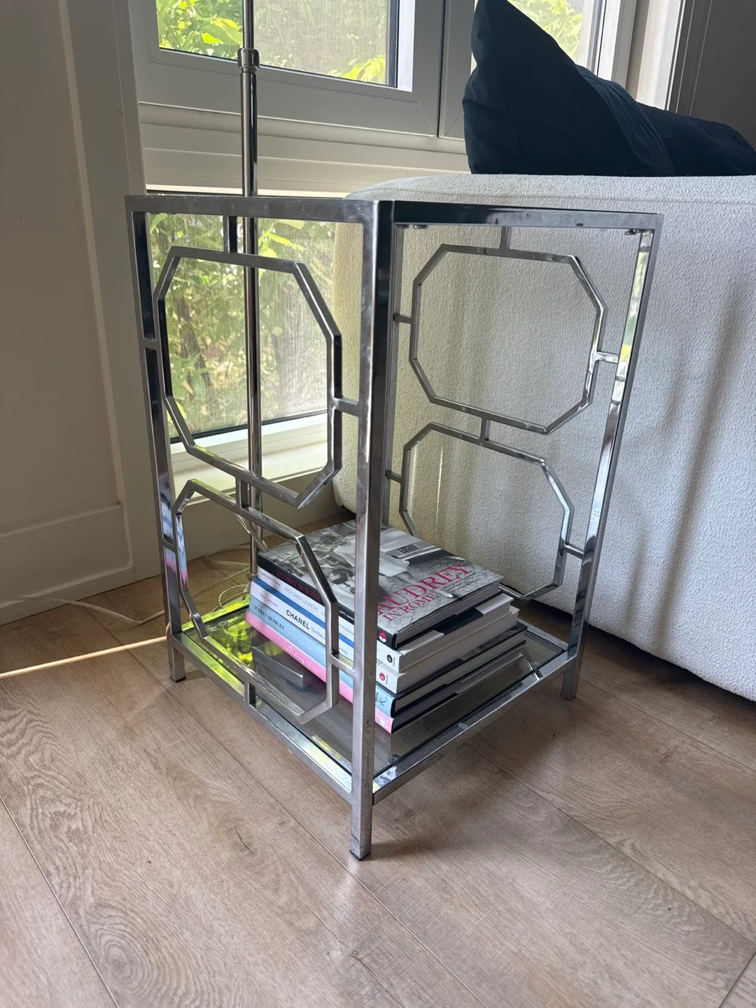 Silver Metal & Glass End Table thumbnail