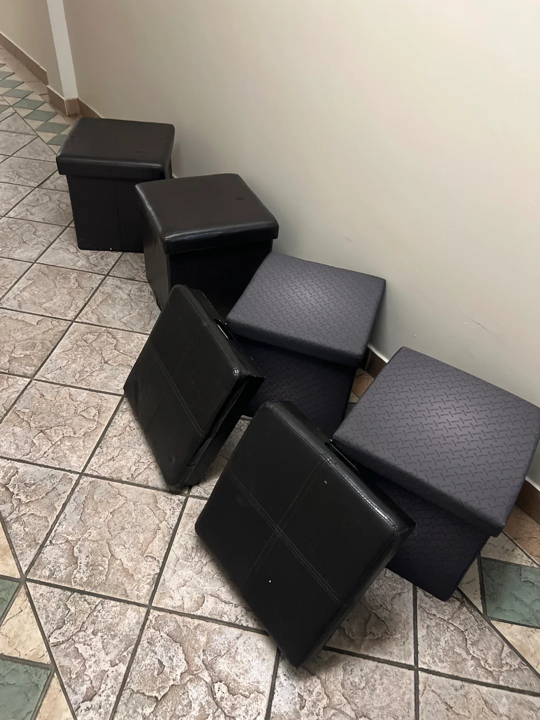 Storage Ottoman Cubes - Black and Grey thumbnail