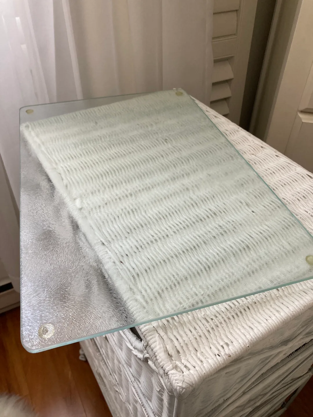 White Wicker Chest of Drawers with Glass Top image indicator(3)