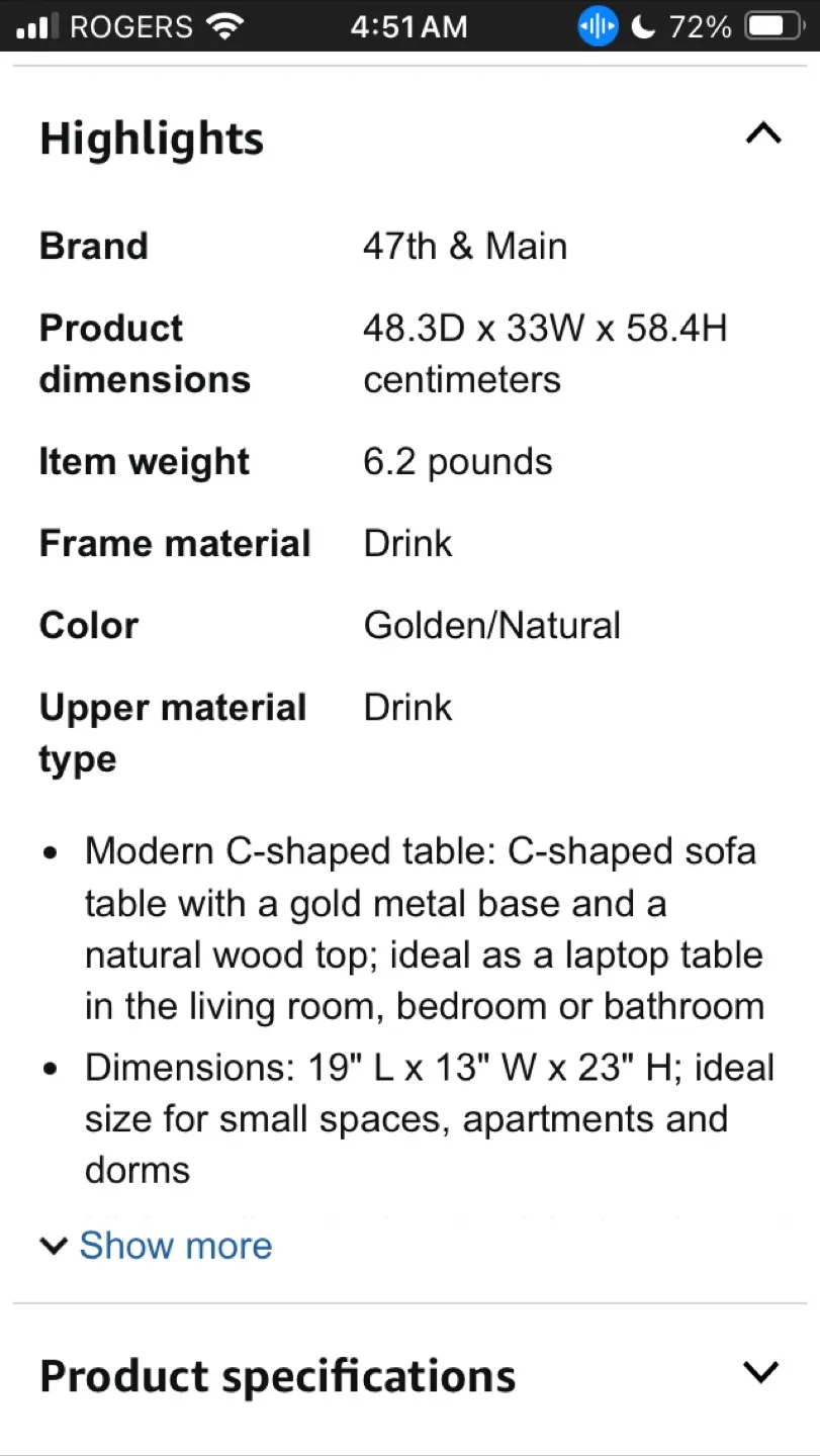 47th & Main Side Table - Gold/Natural image indicator(5)