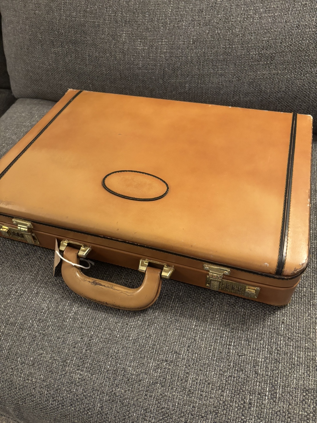 Vintage Tan Leather Briefcase - photo 2