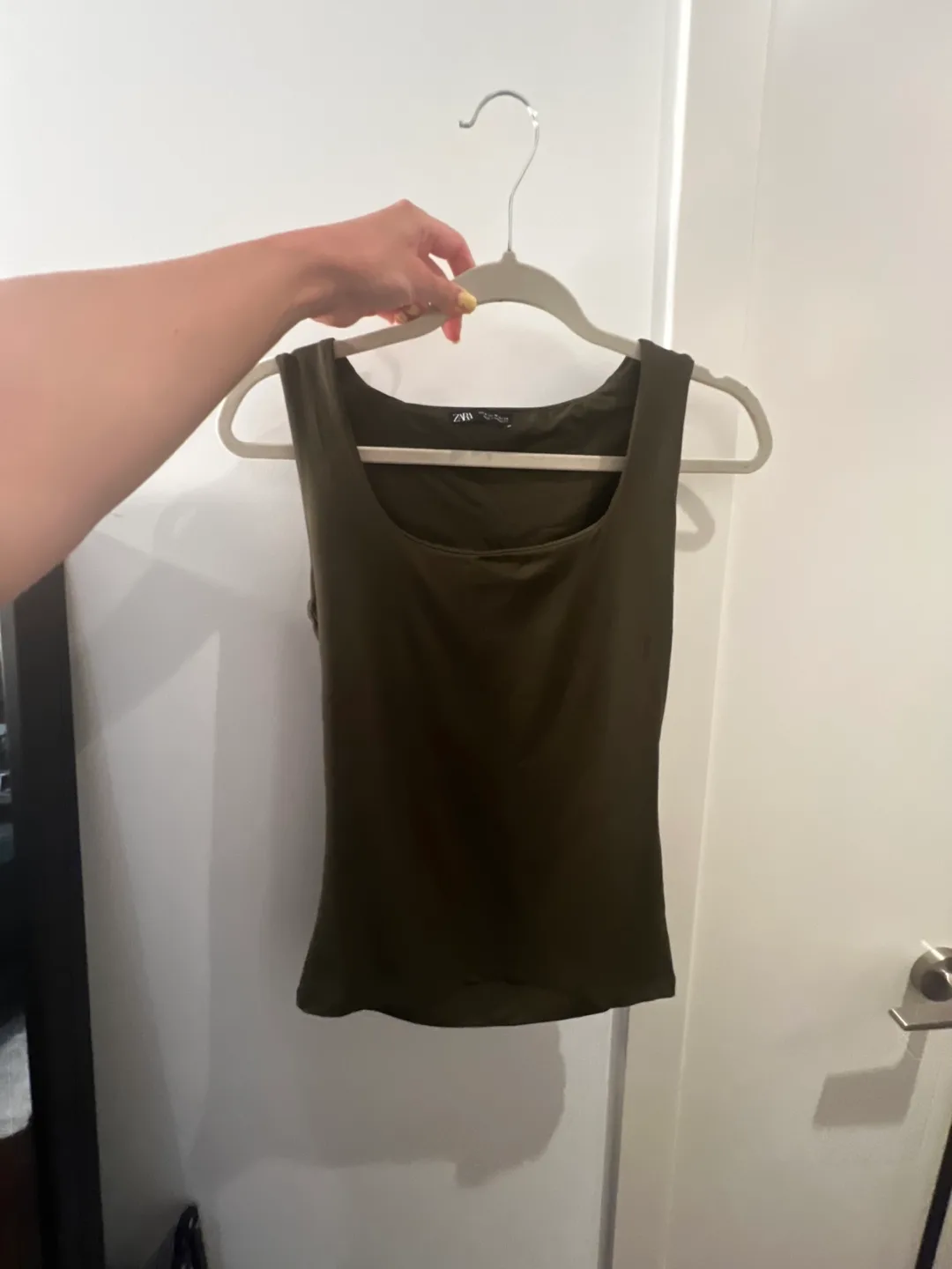 Zara Olive Green Tank Top - Size M thumbnail