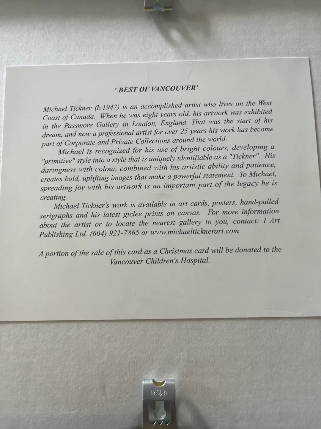 Michael Tickner 'Best of Vancouver' Print image indicator(2)