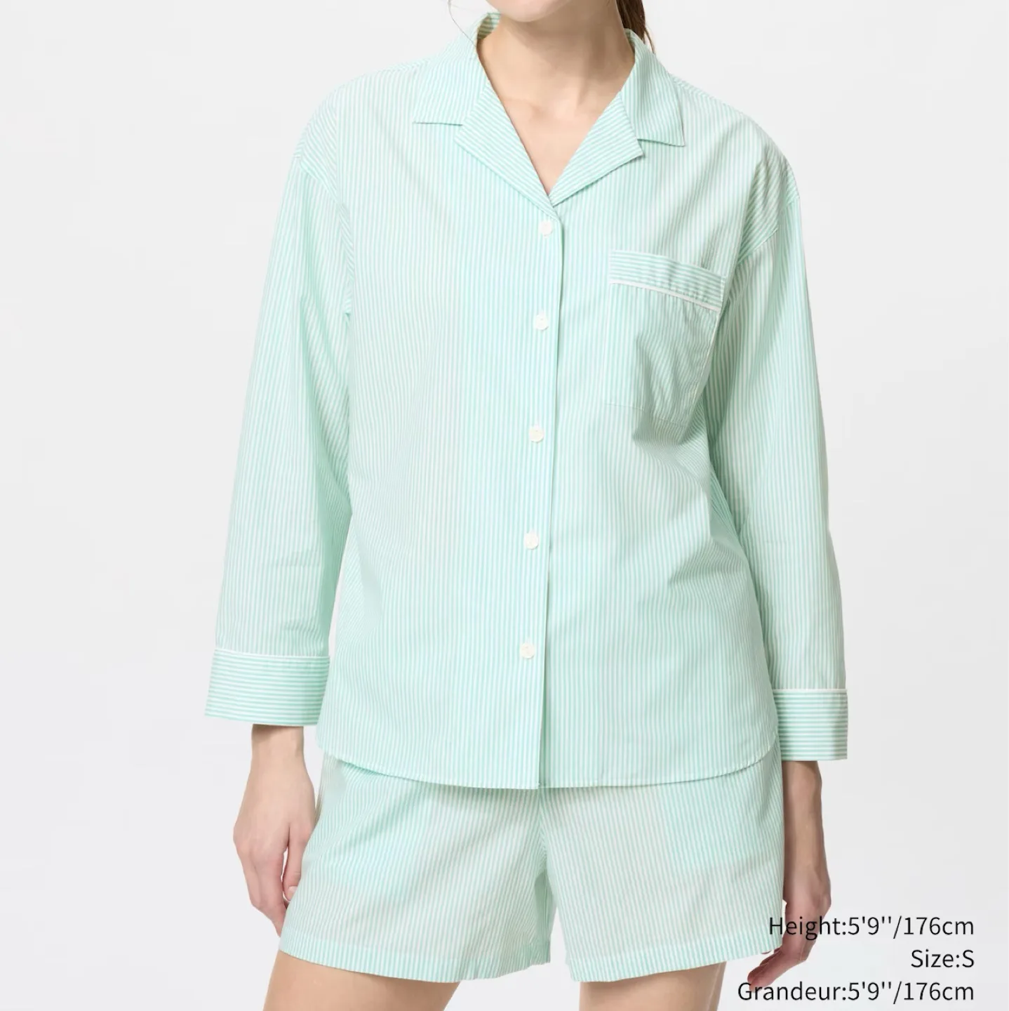 Uniqlo Striped Mint Green Pajama Set Size S image indicator(2)