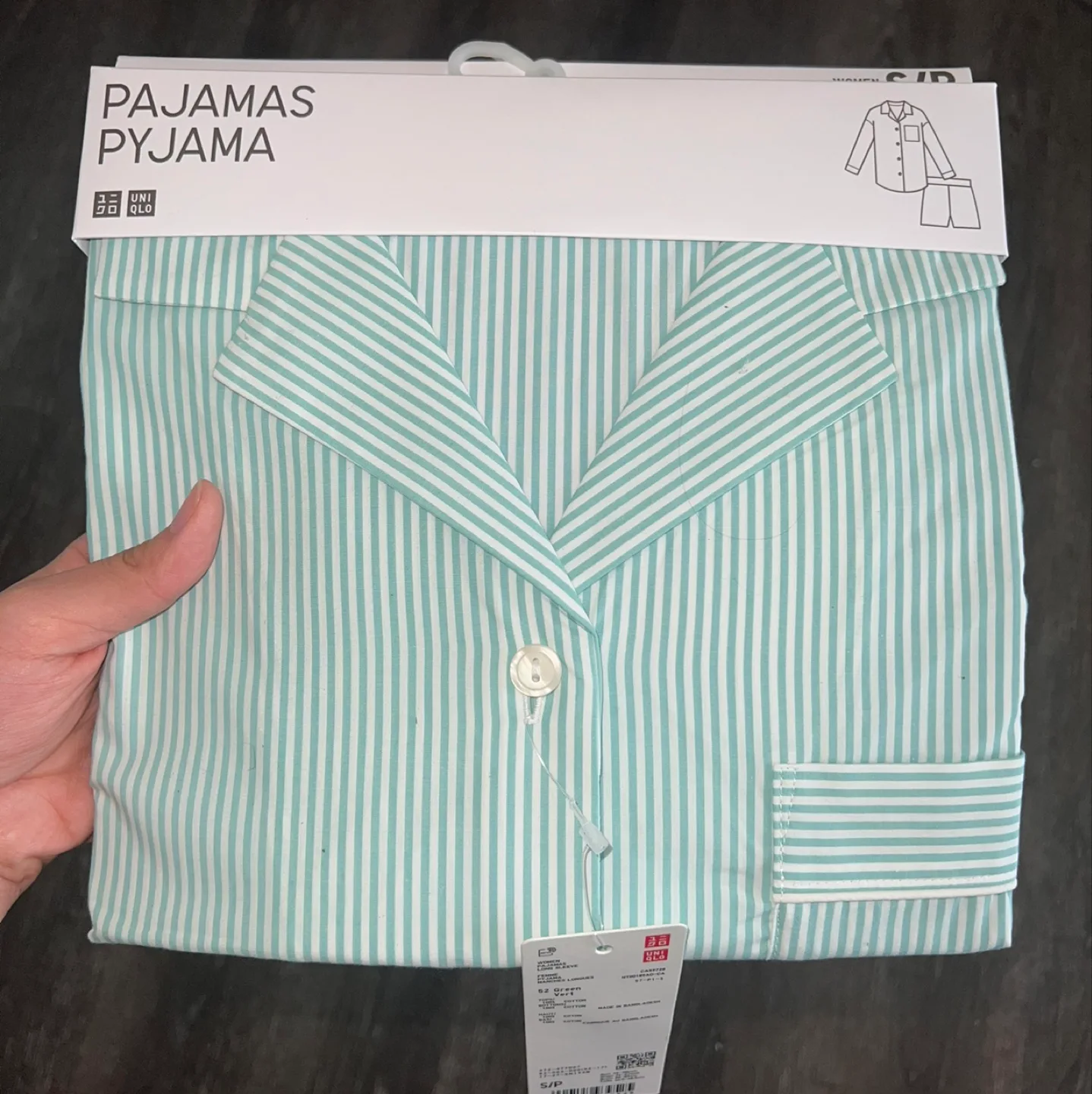 Uniqlo Striped Mint Green Pajama Set Size S image indicator(3)
