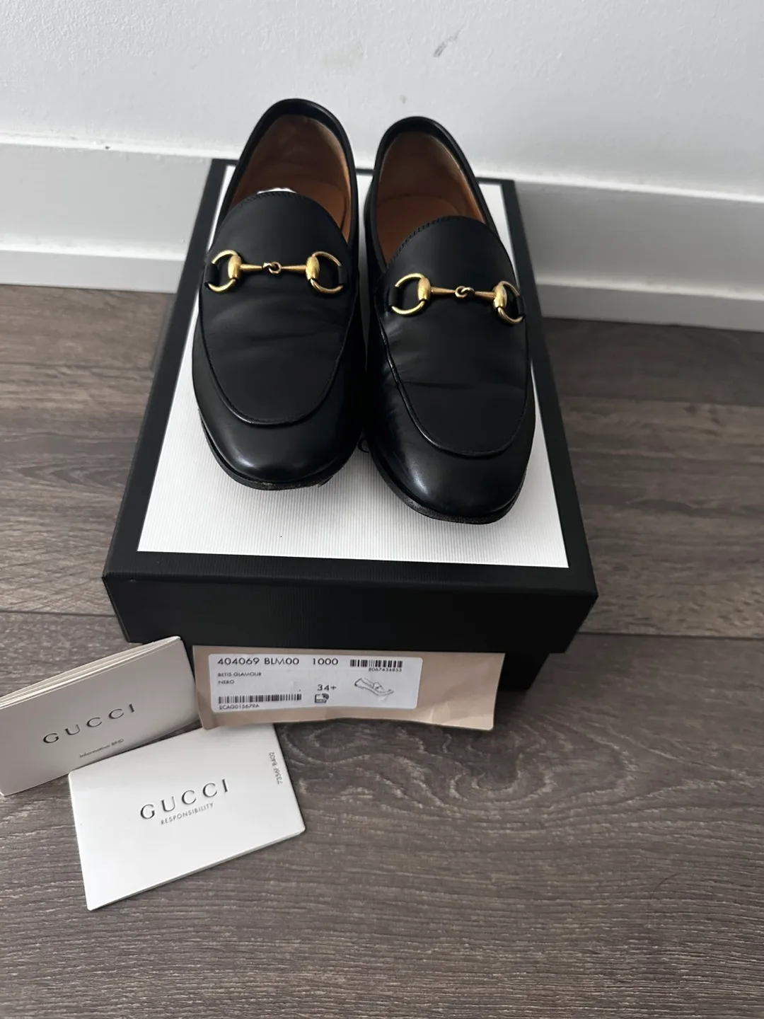 Gucci Betis Glamour Nero Loafers Size 34.5 thumbnail