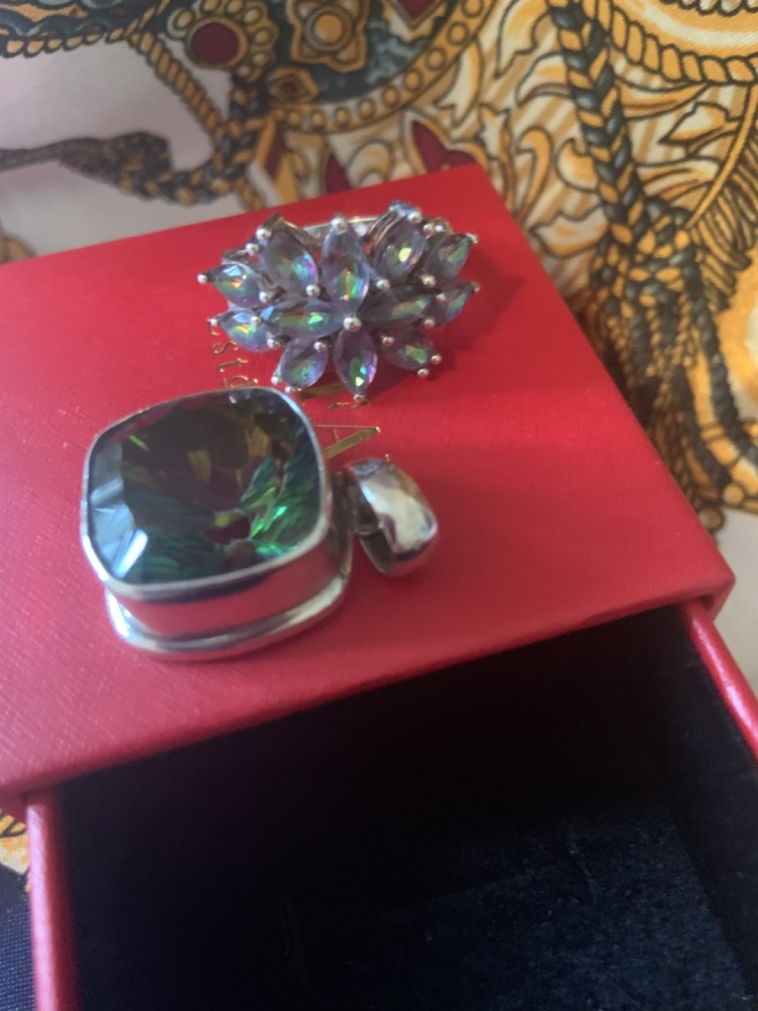 Mystic Topaz Pendant .Ring