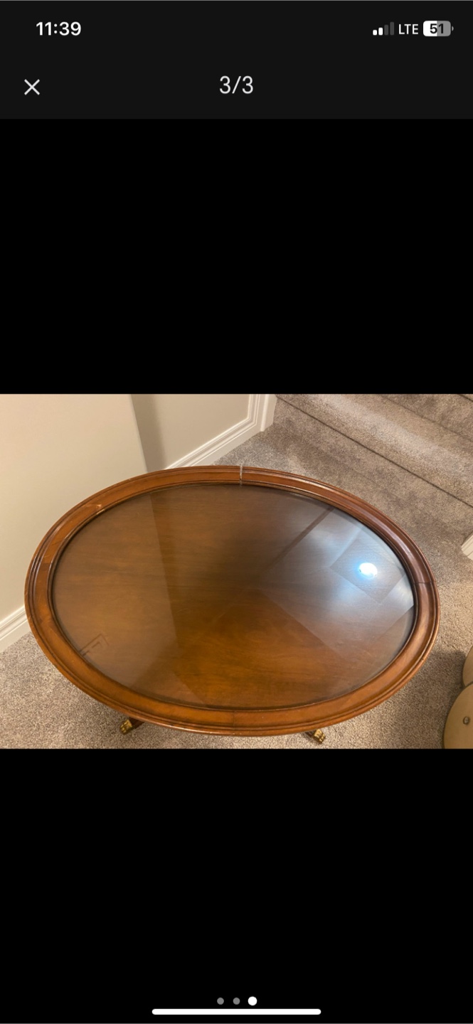 Oval Glass Top Accent Table - photo 2