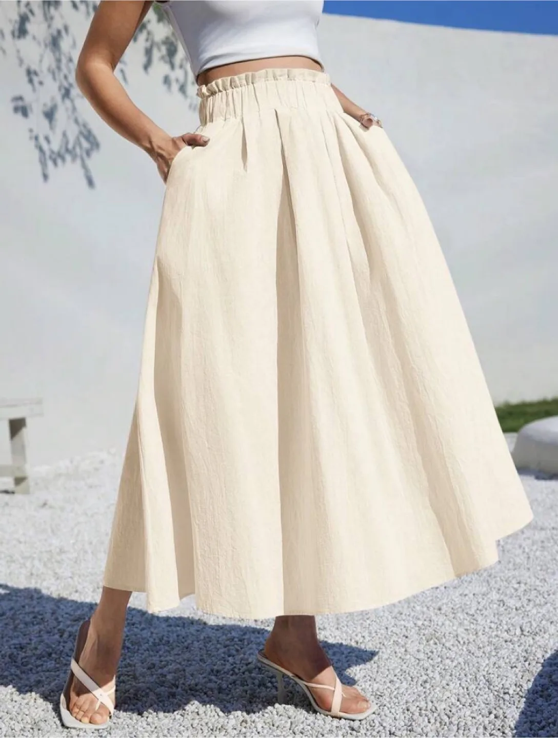 Beige/Cream Midi Skirt thumbnail