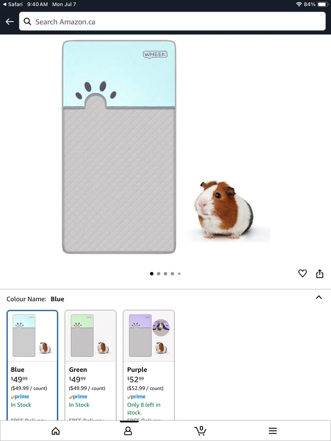 WHEEK Guinea Pig cage liners - Blue & Green thumbnail