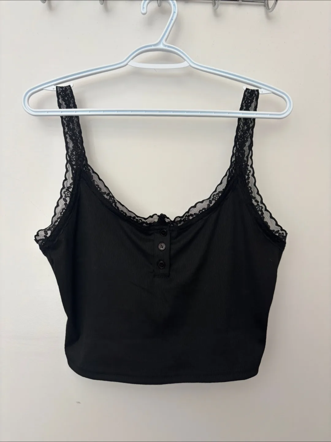 DAZY Black Lace Trim Tank Top thumbnail