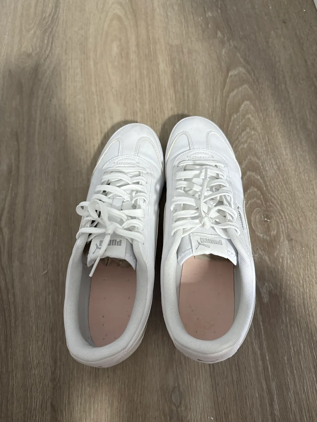 Puma White Leather Sneakers with Box thumbnail