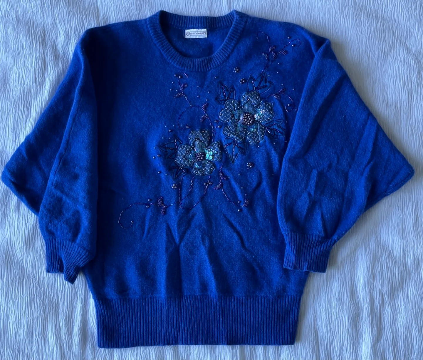 Vintage Blue Beaded Sweater thumbnail