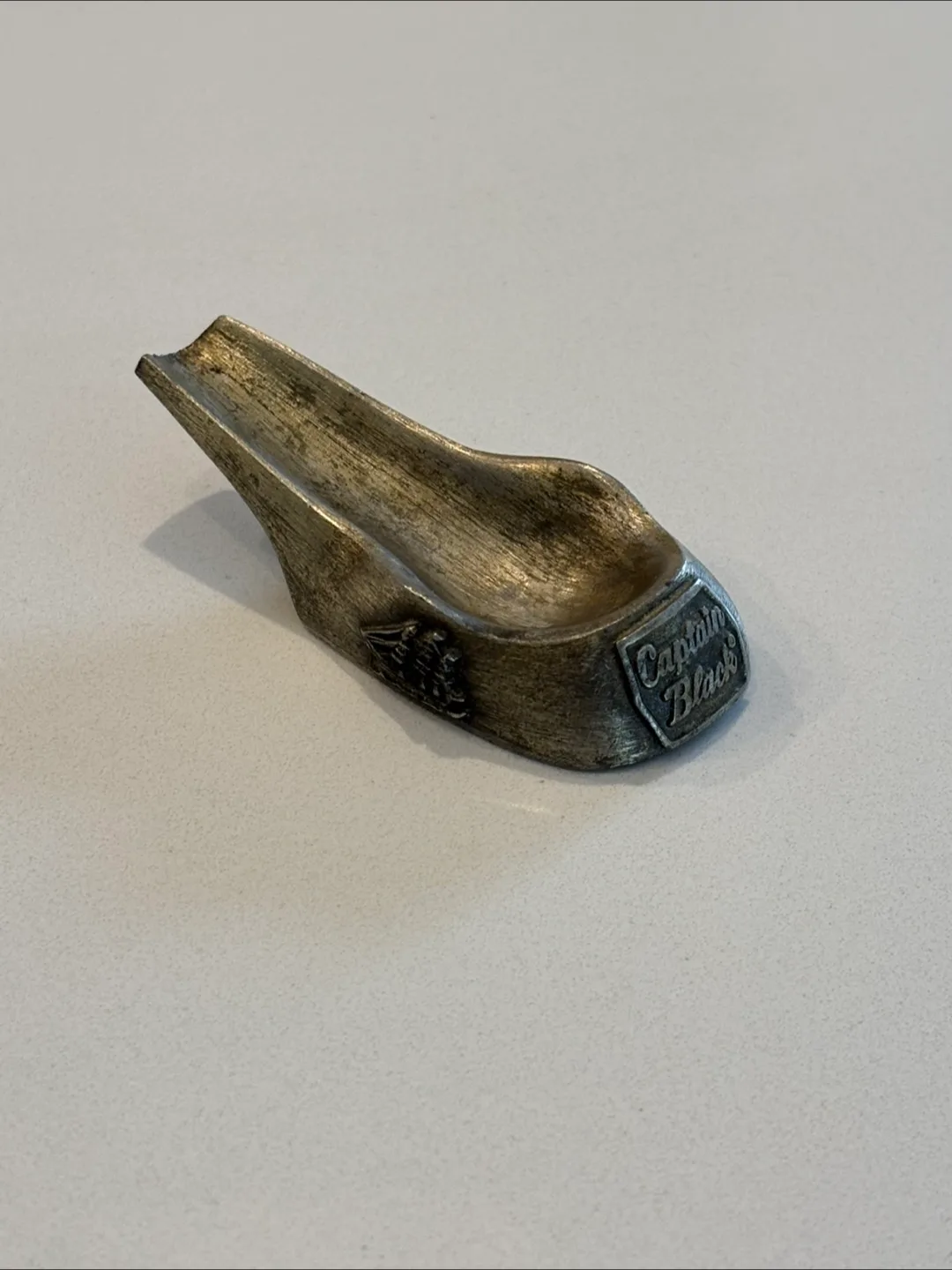Vintage Captain Black Brushed Metal Single Pipe Rest For Sale thumbnail