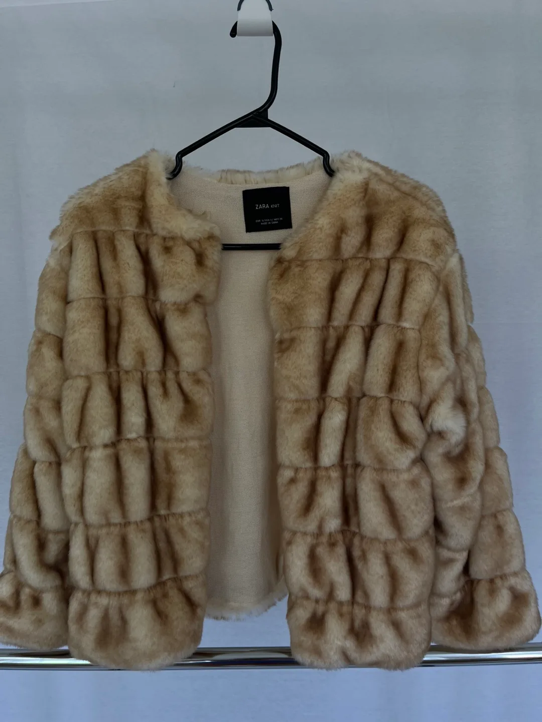 Zara Knit Faux Fur Jacket - Size S thumbnail