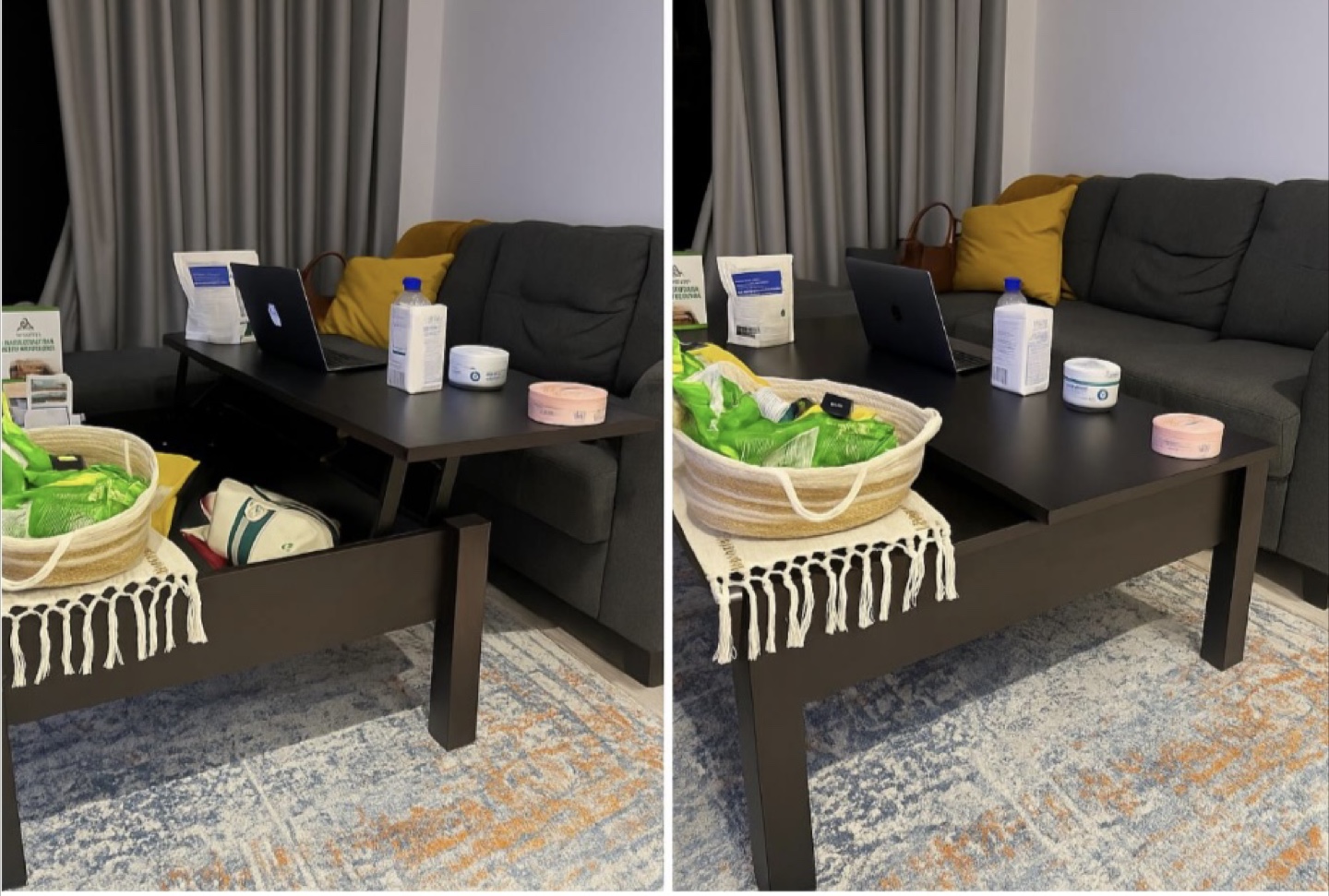 Lift Top Coffee Table - Dark Brown