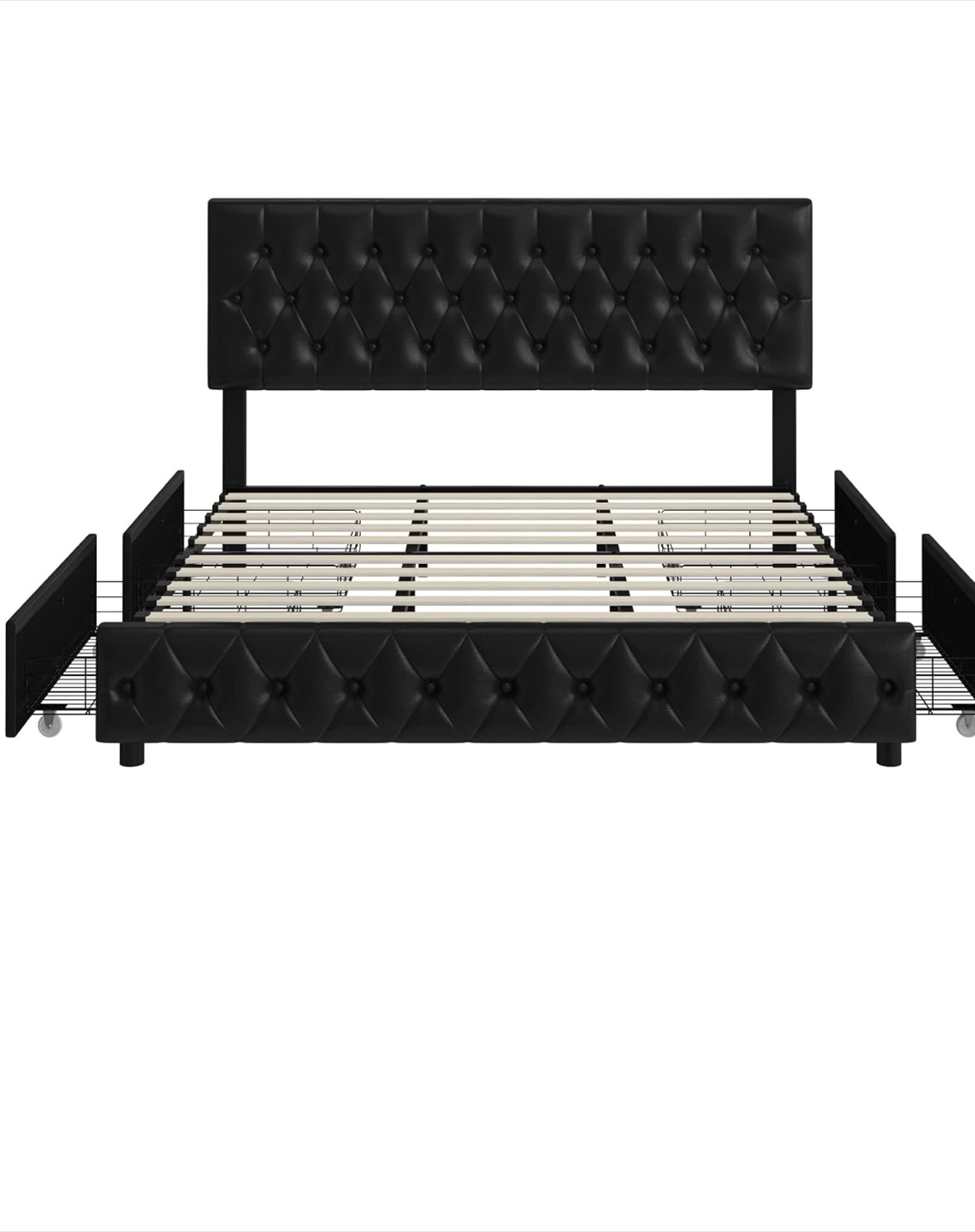 Full Size Black Tufted Upholstered Platform Bed Frame - photo 2