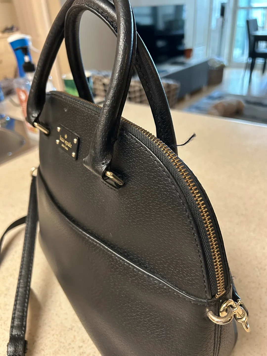 Kate Spade Black Leather Dome Satchel thumbnail