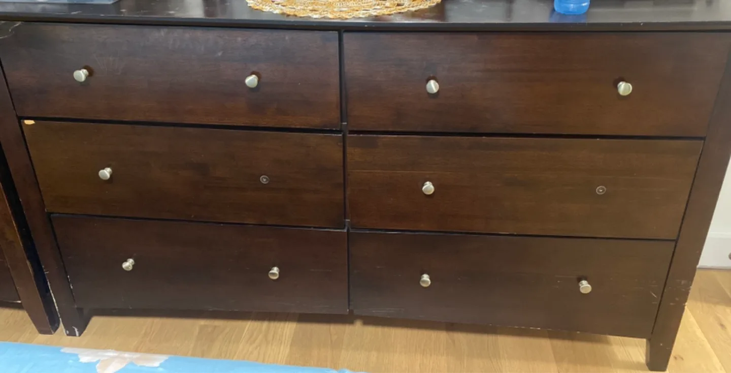 Dark Brown Wood Dresser - 6 Drawers thumbnail