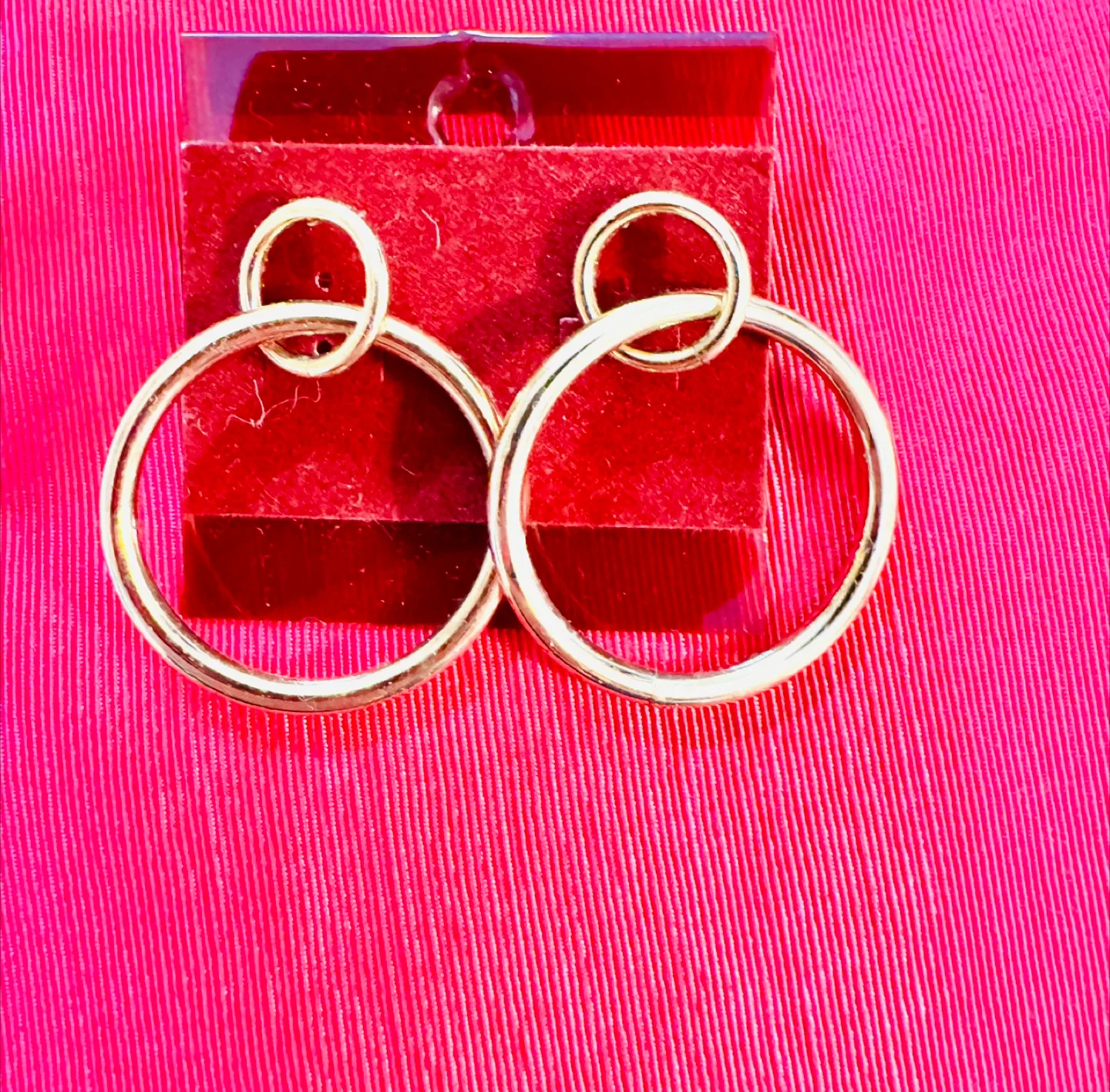 CLEARANCE!! 14K Plated Double Hoop Earrings image indicator(3)