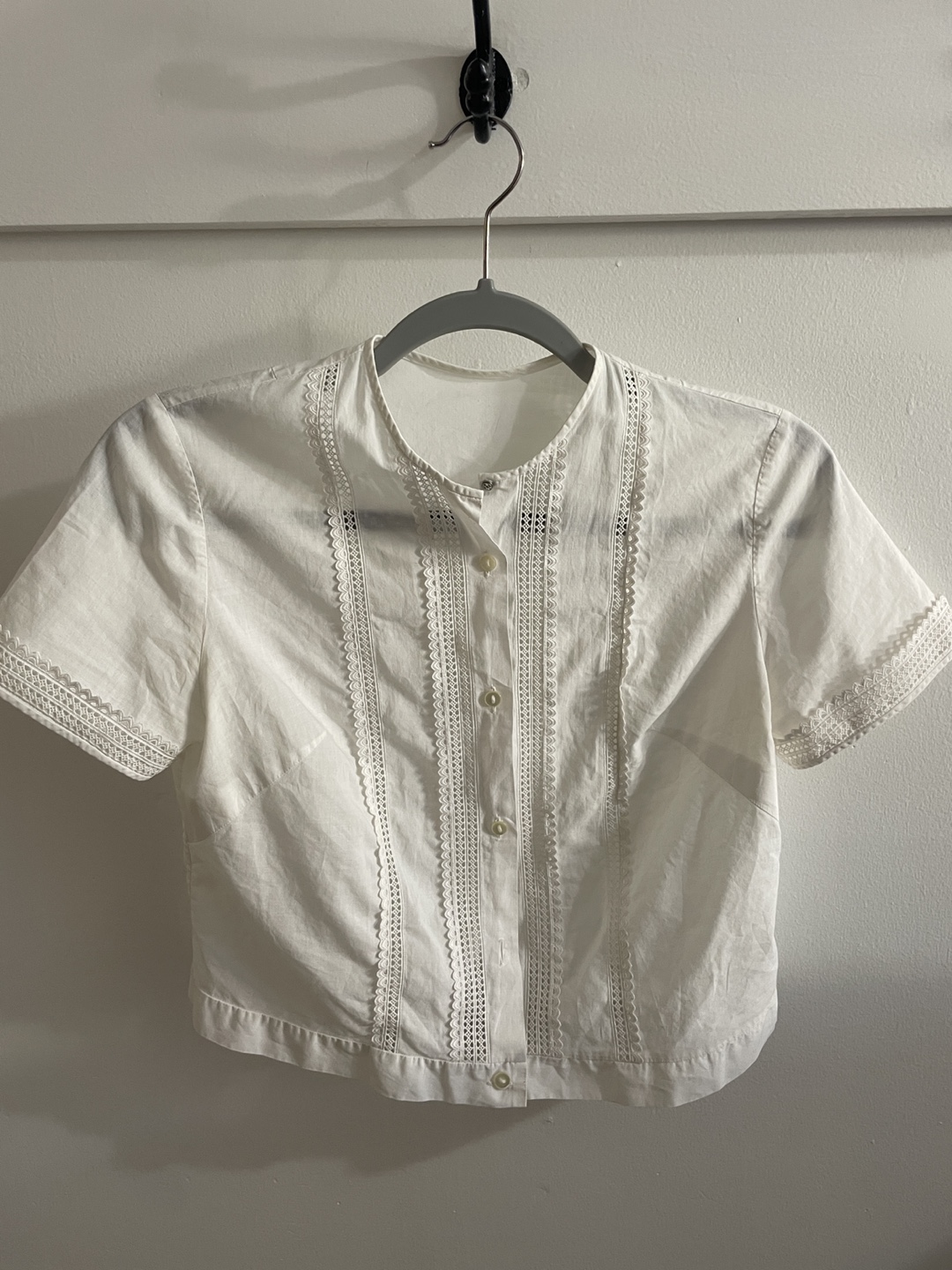 White Lace Trim Blouse