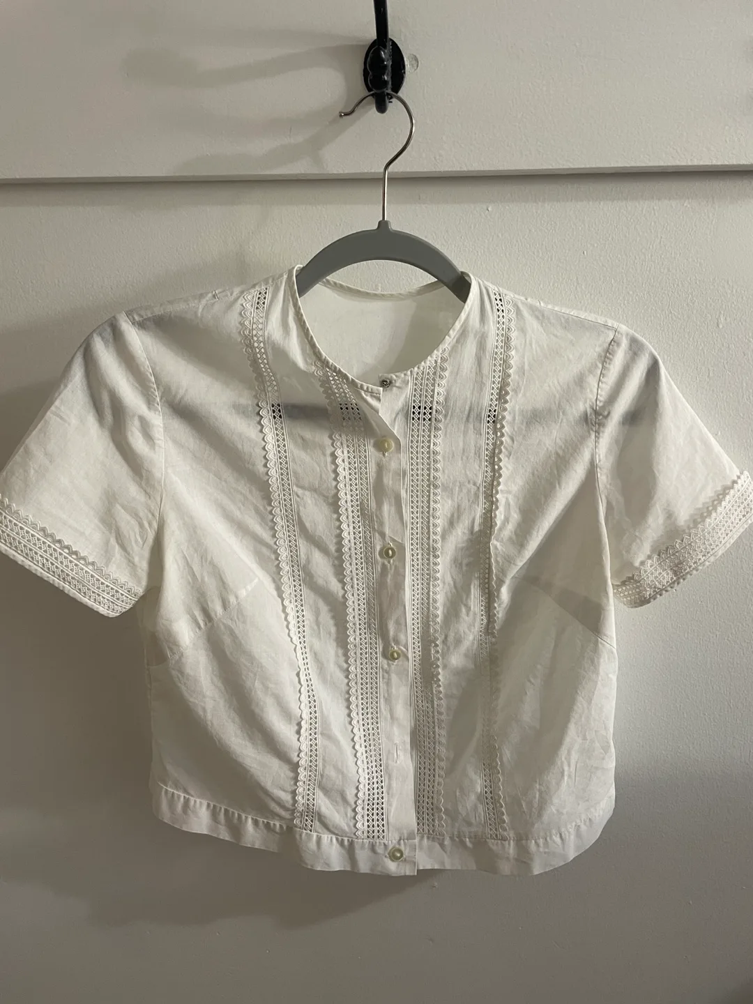 White Lace Trim Blouse thumbnail