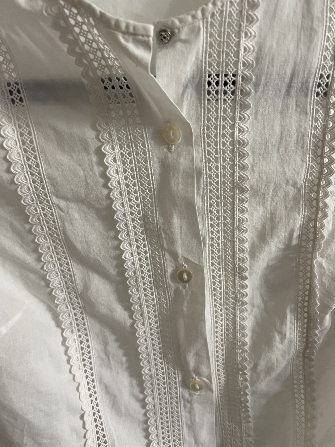 White Lace Trim Blouse - photo 2