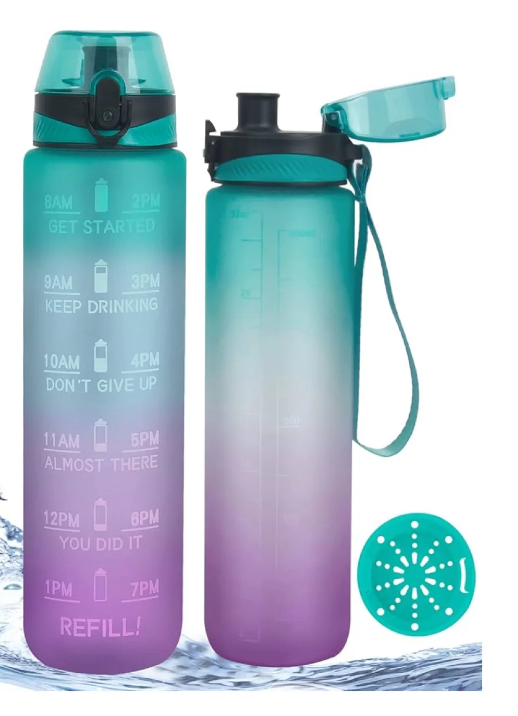 New Gradient Water Bottle with Time Markings thumbnail