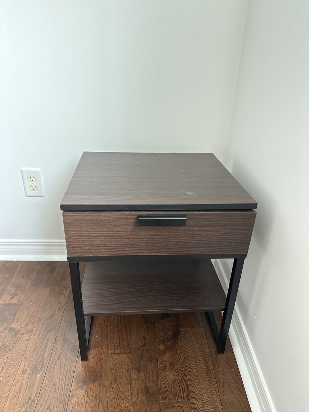 Brown Nightstand with Drawer & Shelf