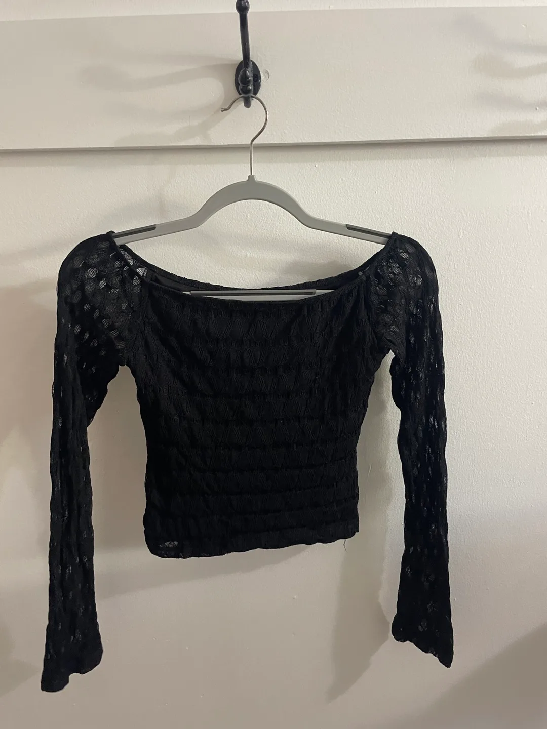 Motel Black Lace Long Sleeve Top - Size S thumbnail